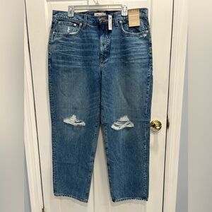 MADEWELL NWT "The Dad Jean" Medium Wash SIZE 31 Denim Ripped Pants Style NJ213